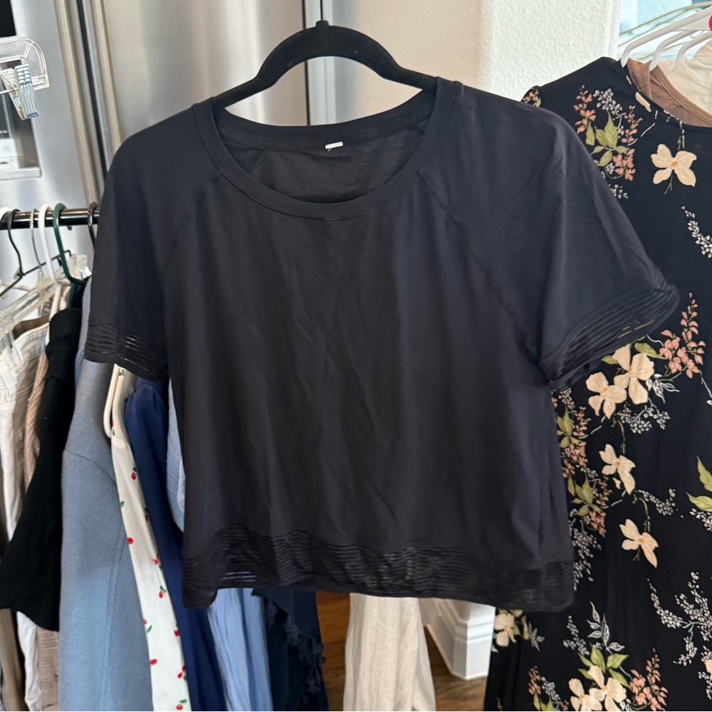 lululemon black short sleeve workout top